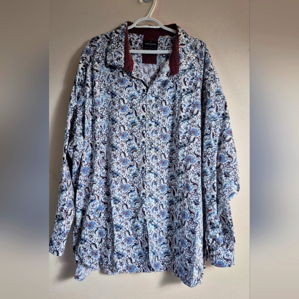 DANIEL HECHTER MENS 6X BUTTON UP COLLAR CASUAL LONG SLEEVE DRESS SHIRT